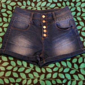 High waisted jean shorts size 5 button up